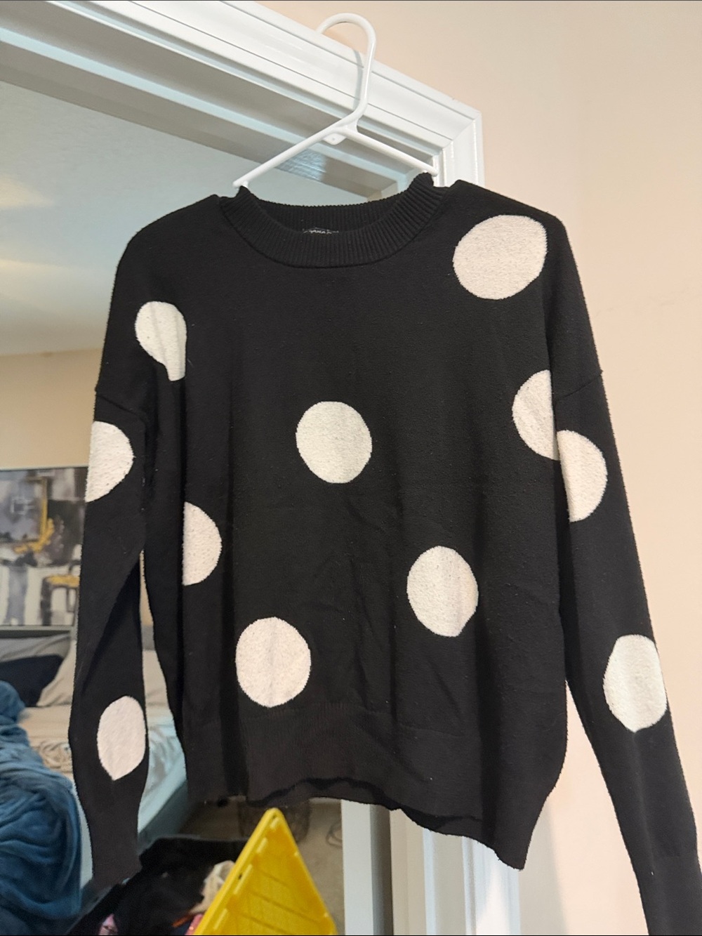 Tahari Black Sweater with White Polka Dots
